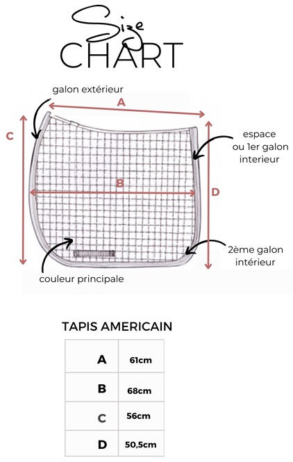 Guide des tailles Tapis de selle PADDOCK Sports Américain Mixte